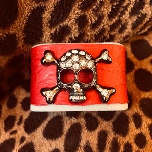 Red leather with crystal skull